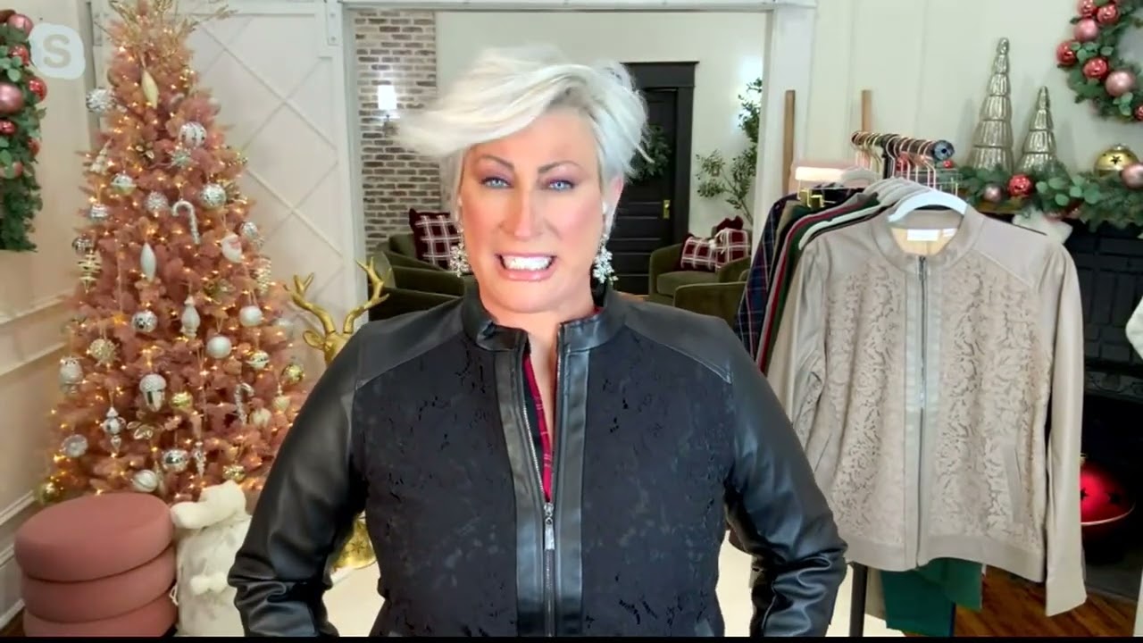 Belle by Kim Gravel Faux Leather & Lace Zip-Up Jacket on