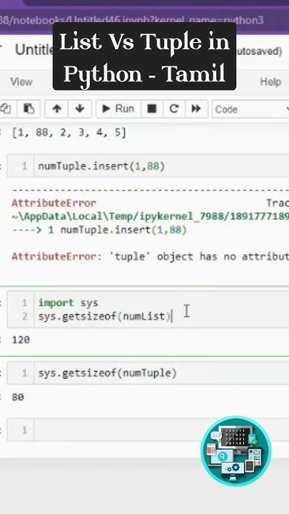 3 main difference between list and tuple in Python - explained in Tamil ...