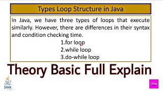 Loop Structure with its type in Java Full Explain with Theory #littlecoder #java #javaprogramming