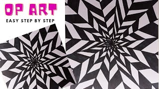 OP ART DRAWING STEP BY STEP || OPTICAL ILLUSION DRAWING FOR KIDS