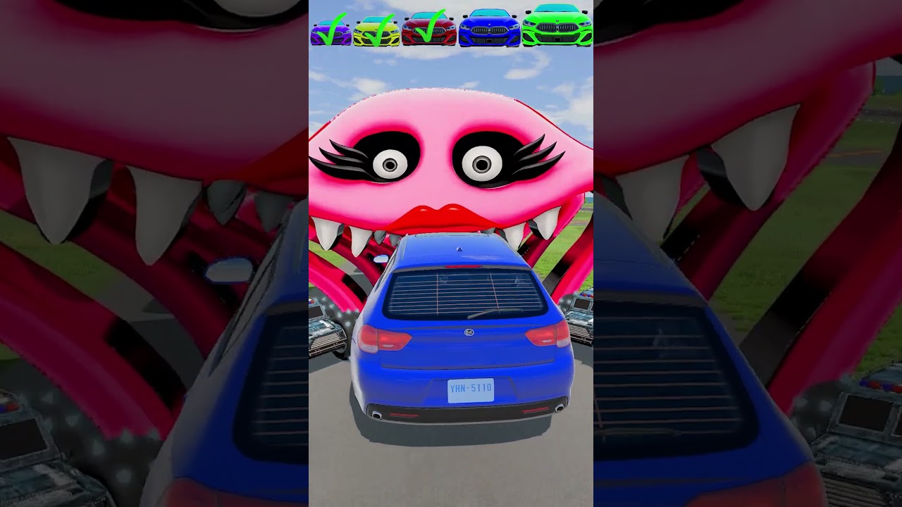 Big & Small Cars vs Pink Roblox Snake  