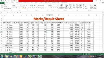EXCEL 2013/16 Tutorial 16 "Marks-Result-Sheet" (PASHTO)