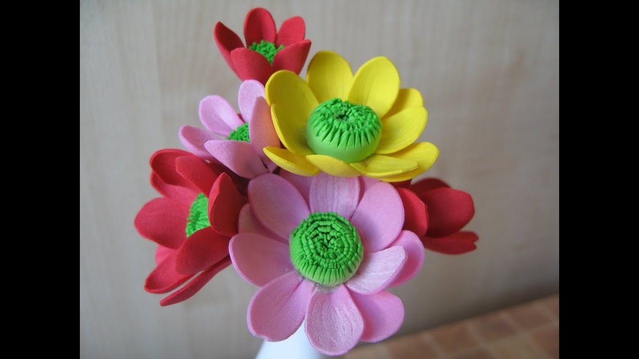 Цветы из фоамирана мастер класс для начинающих - Хризантемы - YouTube