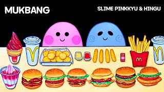 STOPMOTION McDonald’s Burger Mukbang with Slime Pinkkyu & Hingu 슬라임의 맥도날드 버거 먹방 스톱모션