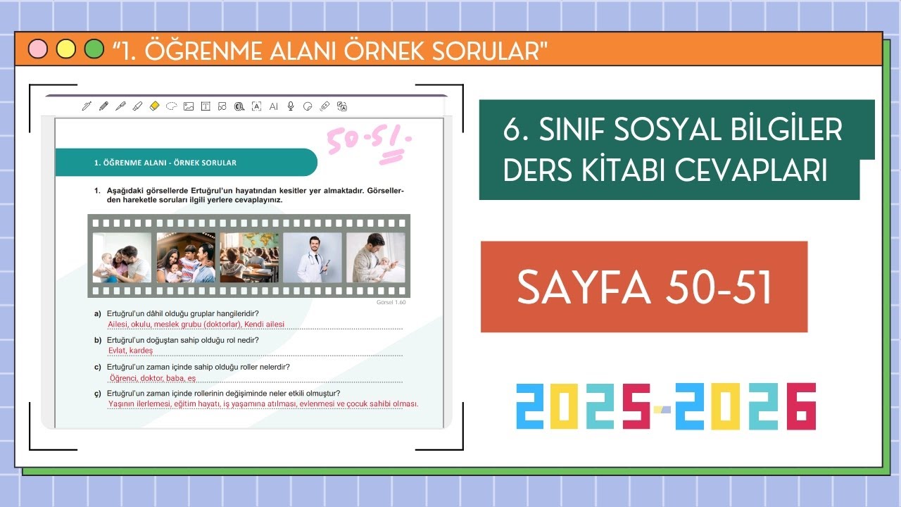 6. Sınıf Sosyal Bilgiler Ders Kitabı Cevapları Sayfa 50-51 | 1. Öğrenme Alanı Örnek Sorular 1. Kitap