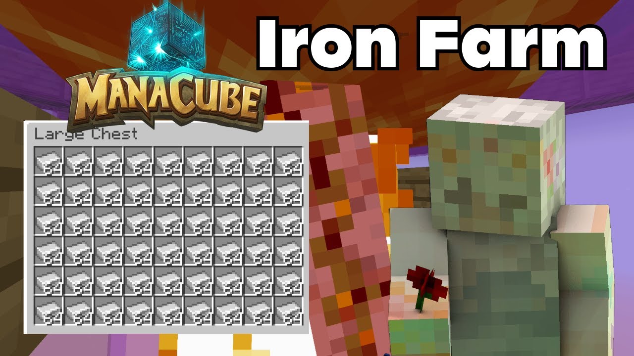 ManaCube Skyblock How to Make an Iron Golem Farm (EASY) Minecraft