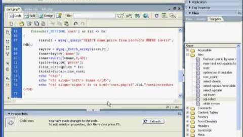 PHP Shopping cart using SESSION variables - part 4