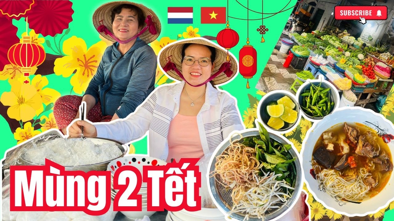 Không khí chợ mùng 2 Tết & ba mẹ khai trương Bún Bò + thăm mả ông ngoại
