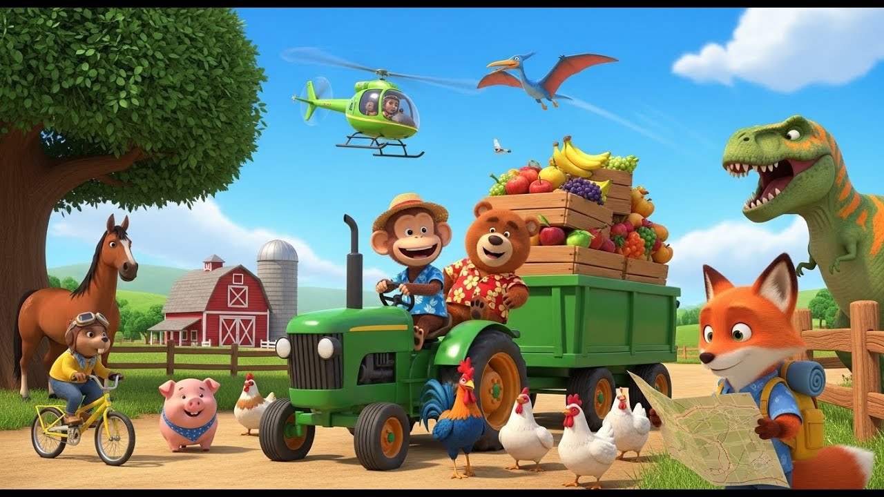 Funny Monkey Christmas Party with His Jungle Friends