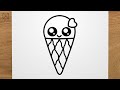 How to draw a cute ICE CRAEM step by step, EASY