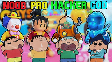 NOOB vs PRO vs HACKER vs GOD in stumble guys with shinchan and his friends 😂 | shinchan stumble guys