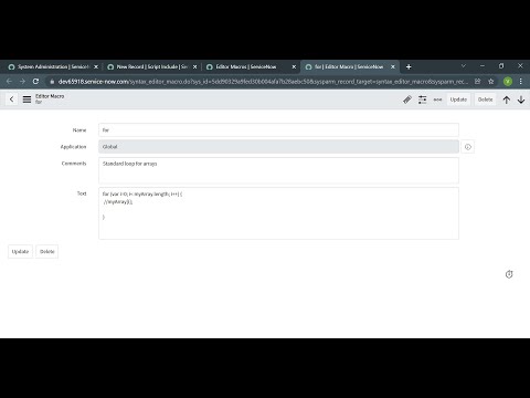 ServiceNow | Syntax Editor Macro | for