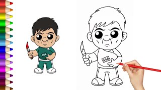 How to Draw Player 456 from Squid Game | Simple & Easy for Kids screenshot 5