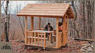 House without oven walls.  Alone in the forest