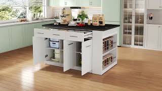 Ilot Central De Cuisine 150x90x90cm - Avec Table à Manger