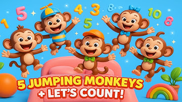 5 JUMPING MONKEYS & LET’S COUNT TO 10– FUN LEARNING SONG FOR KIDS! #youtubekids #monkey #numberssong