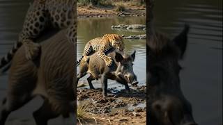 Leopard's Biggest Mistake! Wild Boar's Clever Escape 🐗🐆🐊| #YouTube shorts |#Shorts Feed