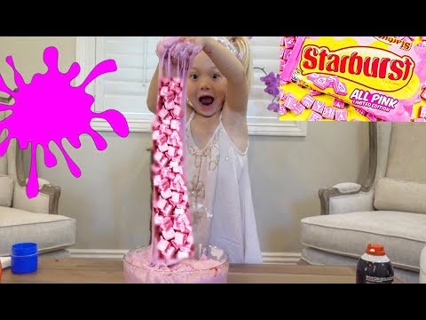 MAKING THE FLUFFIEST PINK STARBURST SLIME!!!!