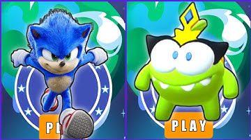 Sonic Dash vs Om Nom Run | Movie Sonic vs All Bosses Zazz Eggman - All 66 Characters Unlocked