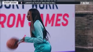 Chiney Ogwumike in a turquoise satin jumpsuit (1-26-2023)
