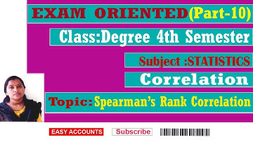 Degree 4th Sem| STATISTICS |Correlation |Spearman