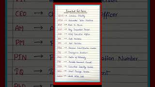 Most Important Full Form / PM / PIN / WWW / SIM / VIP #shortfeed #shortvideo #fullform #shorts