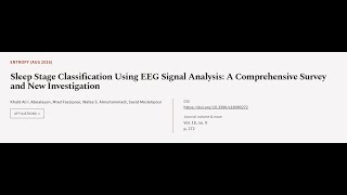Sleep Stage Classification Using EEG Signal Analysis: A Comprehensive Survey and New ... | RTCL.TV