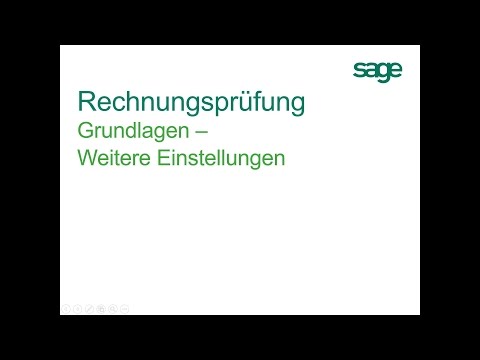 Sage Rechnungsprüfung - Tutorial: Grundlagen - weitere Einstellungen