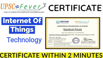 UPSC FEVER Certificate | Internet Of Things Technology | Free Quiz Certificate | Get  in 2 Min