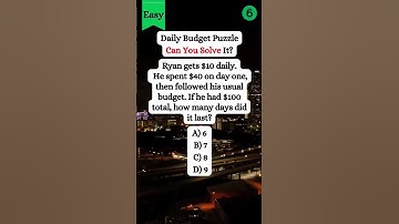 This Daily Budget Puzzle Is Harder Than It Looks — Can You Solve It?#riddlemathworld #shorts #math
