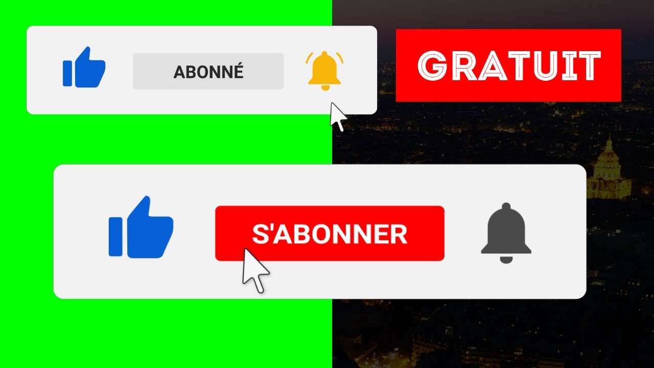 Bouton Dabonnement Fond Vert Animation Chaîne Alpha Transparent