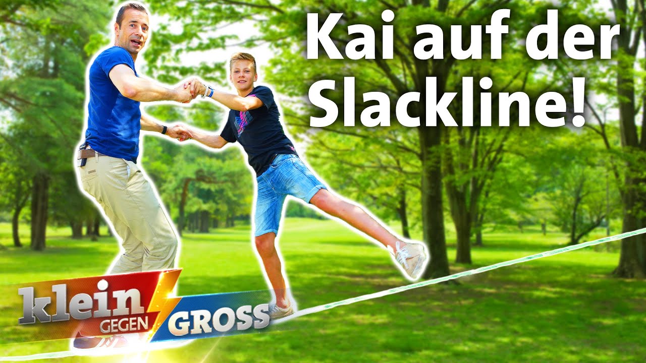 Simon (15) zeigt Kai seine Slackline-Skills! | Klein gegen Groß