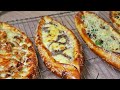 بيتزا تركية بعجينة هشة و أربع حشوات مختلفة |  Türk pizzası | Turkish pizza