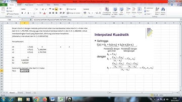 Mencari nilai error dari interpolasi kuadratik menggunakan aplikasi Excel dan Matlab