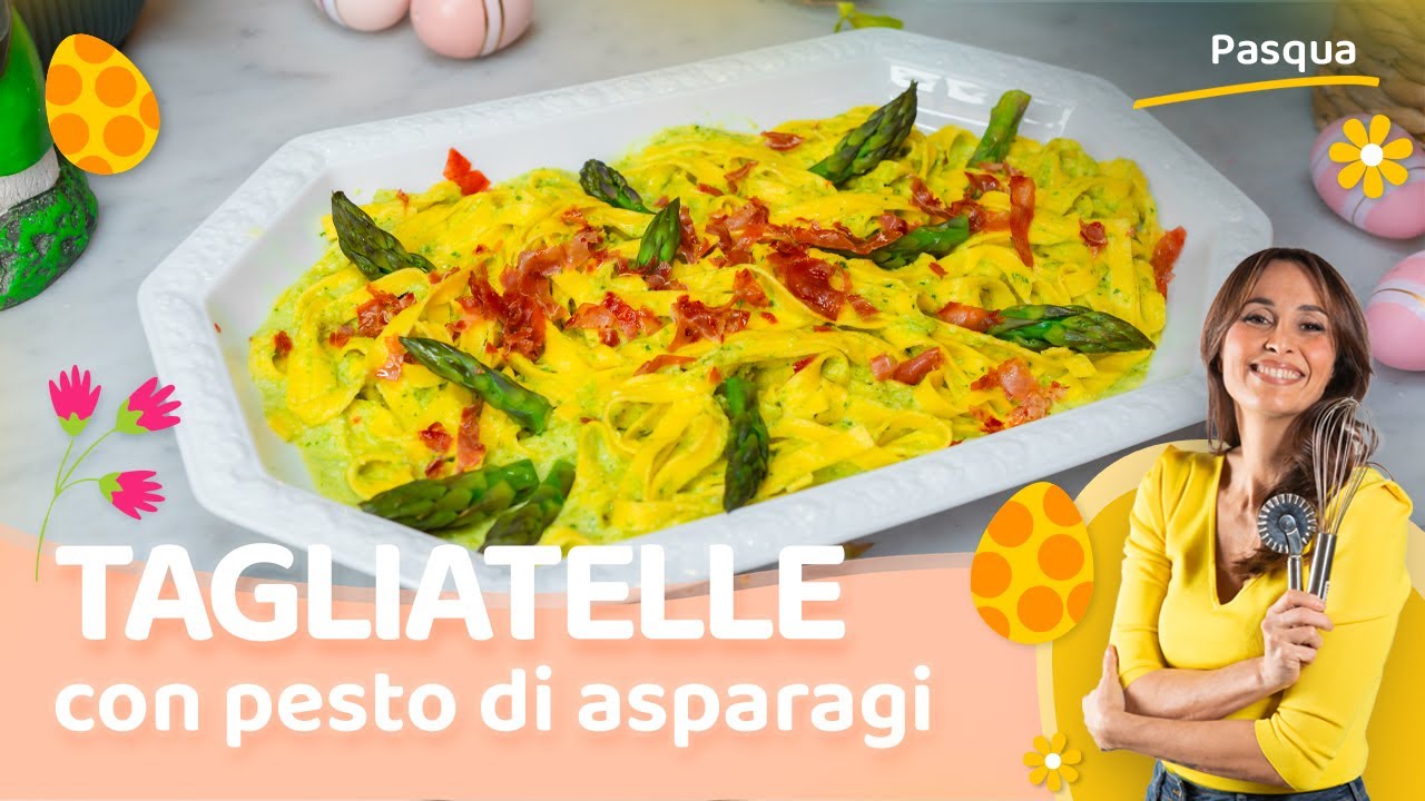 Tagliatelle con pesto di asparagi e prosciutto croccante - Benedetta Parodi Official