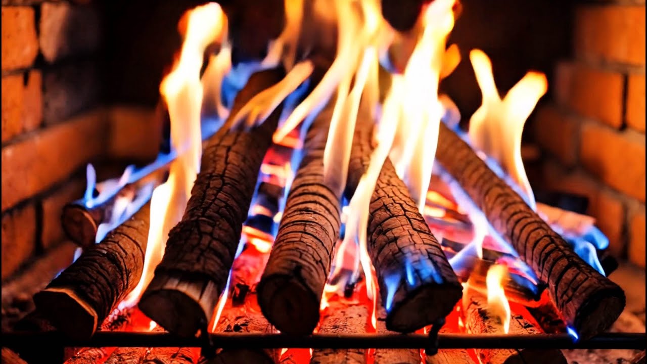 Warm Winter Fireplace 🔥 Cozy Blue-Orange Fireplace Fire Ambience for TV All Night