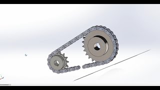 Mecanismo de cadena con piñones diferentes// SolidWorks