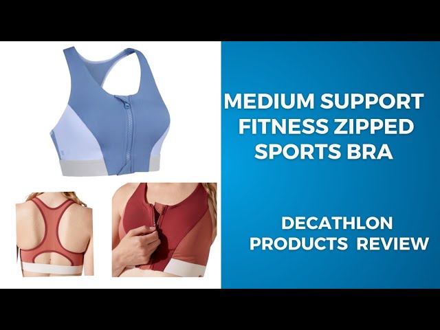 DOMYOS Medium Support Fitness Zipped Sports Bra 540 - Multicoloured 