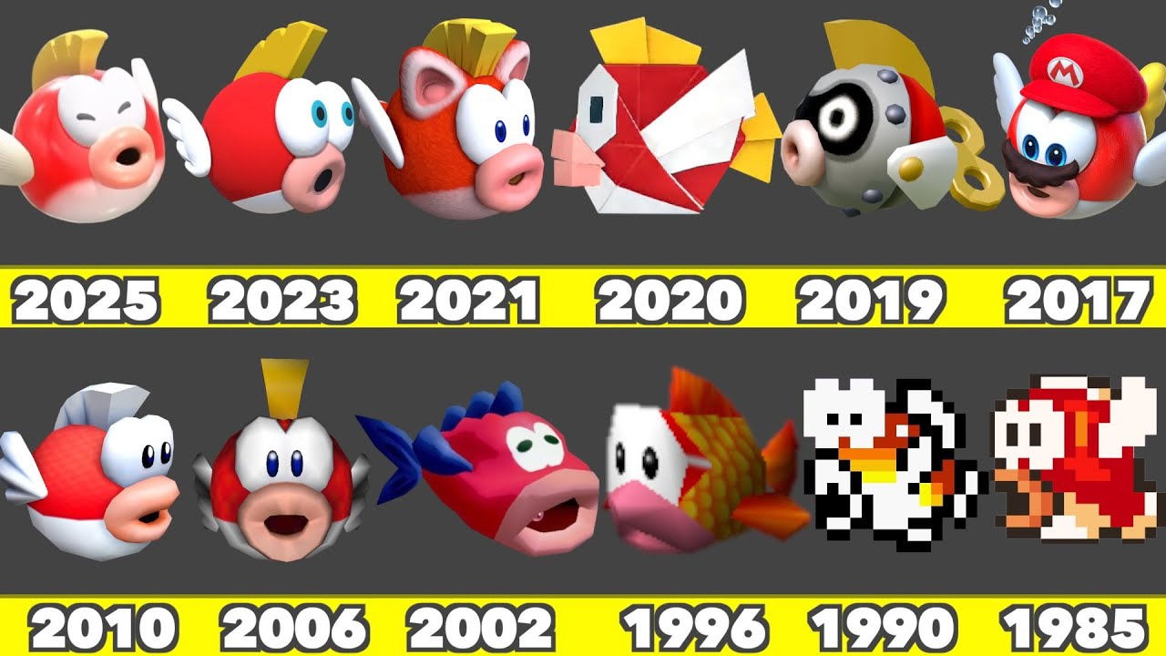 Evolution of Cheep Cheep Game Graphics In Nintendo Games (1985-2025)