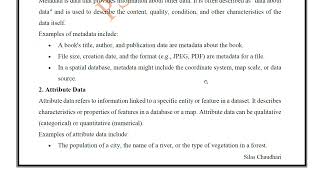 RSGIS Define metadata, attribute data and spatial data