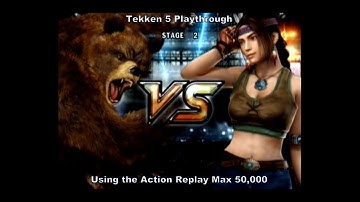 Tekken 5 Kuma Playthrough using the Action Replay Max 50,000 cheat codes for Ps2 :D #Playstation