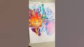 Drawing and Coloring Elemental City Part 1 (Wade and Ember) #elementalpixar #ember #wade #ytart