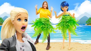 Кукла Леди Баг на пляже ищет свою одежду! Смешное видео для девочек Тойклаб - Игры в куклы
