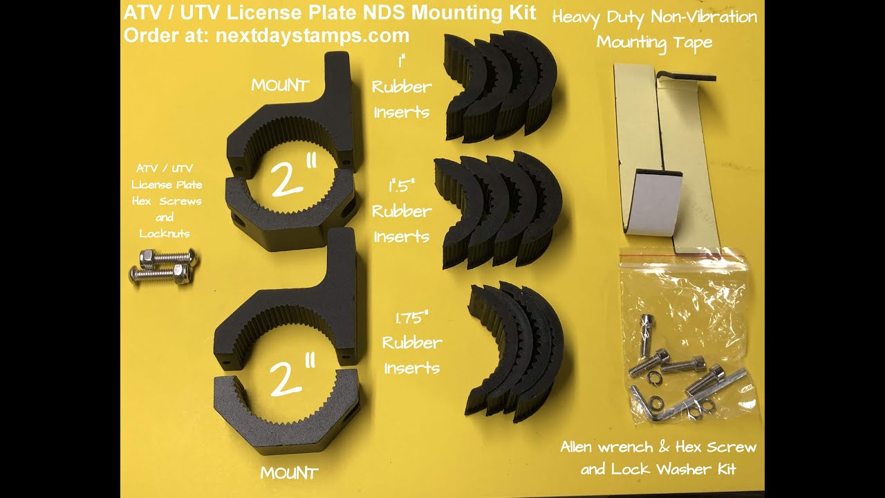 ATV / UTV License Plate Mounting Bracket Kit Wisconsin, Minnesota, and