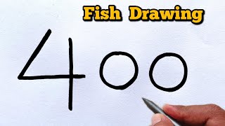 How To Draw A Fish From Number 400 Easy Drawing Trick