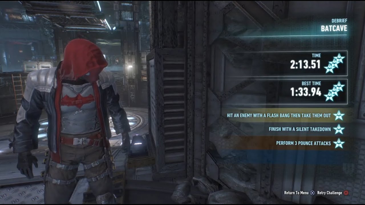 Arkham Knight Batcave Red Hood 3 Star Challenge