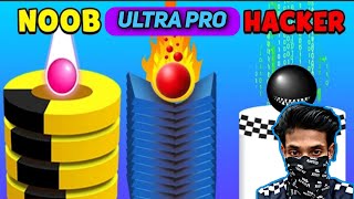 NOOB vs PRO vs HACKER - STACK BALL  Part 1 iOS ANDROID screenshot 3