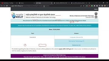 NIELIT STQC Scientist B Result Announced | Interview List | Cutoff