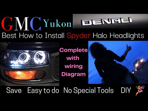 GMC Yukon 완전한 SPYDER 헤드라이트 Halo LED 설치 | 배선도 포함 | 쉬운 DIY