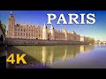 Relaxing walk along the river of Paris, perfect place for relaxing during summer 4K